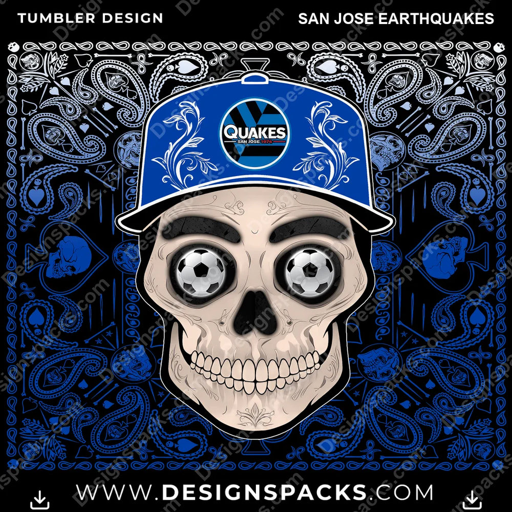 US Soccer Skull Handkerchief San Jose Earthquakes Tumbler Digital Wrap Design Download