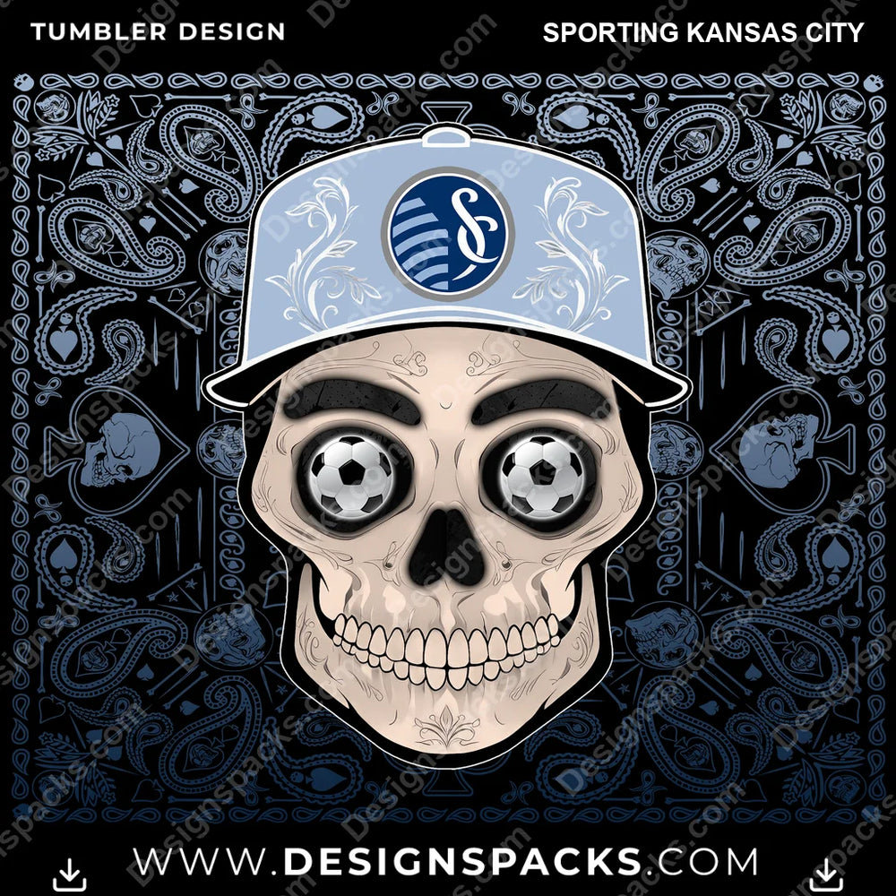 US Soccer Skull Handkerchief Sporting Kansas City Tumbler Digital Wrap Design Download