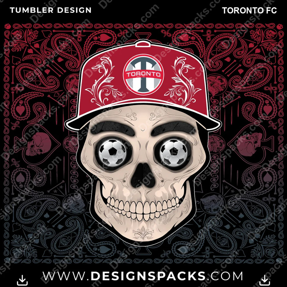 US Soccer Skull Handkerchief Toronto FC Tumbler Digital Wrap Design Download