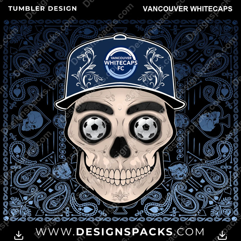 US Soccer Skull Handkerchief Vancouver Whitecaps Tumbler Digital Wrap Design Download