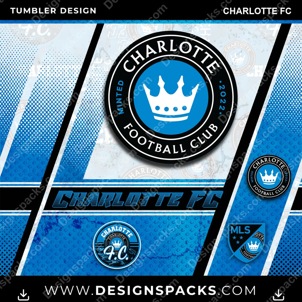 US Soccer Sports Charlotte FC Tumbler Digital Wrap Design Download