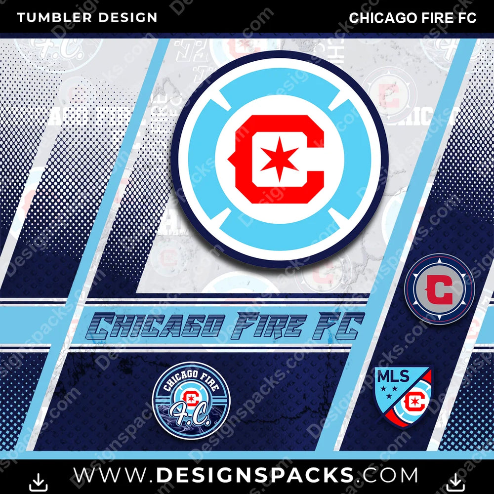 US Soccer Sports Chicago Fire FC Tumbler Digital Wrap Design Download