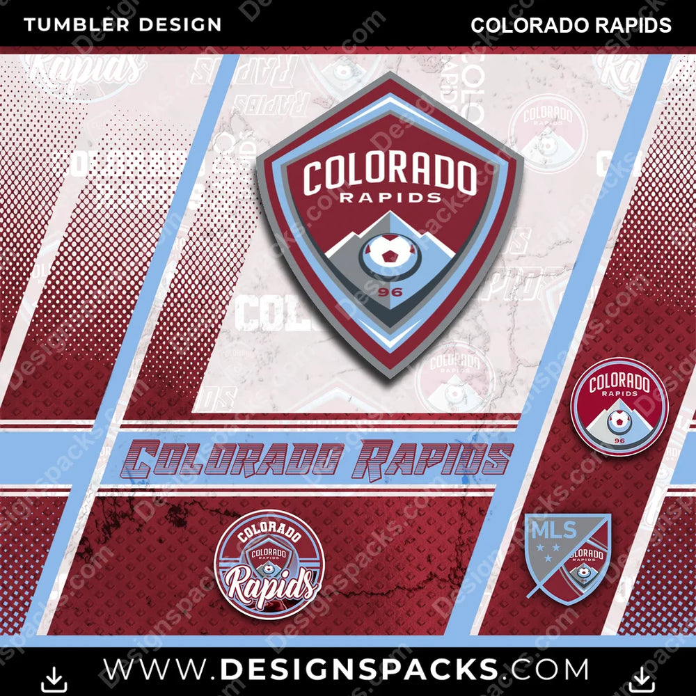 US Soccer Sports Colorado Rapids Tumbler Digital Wrap Design Download