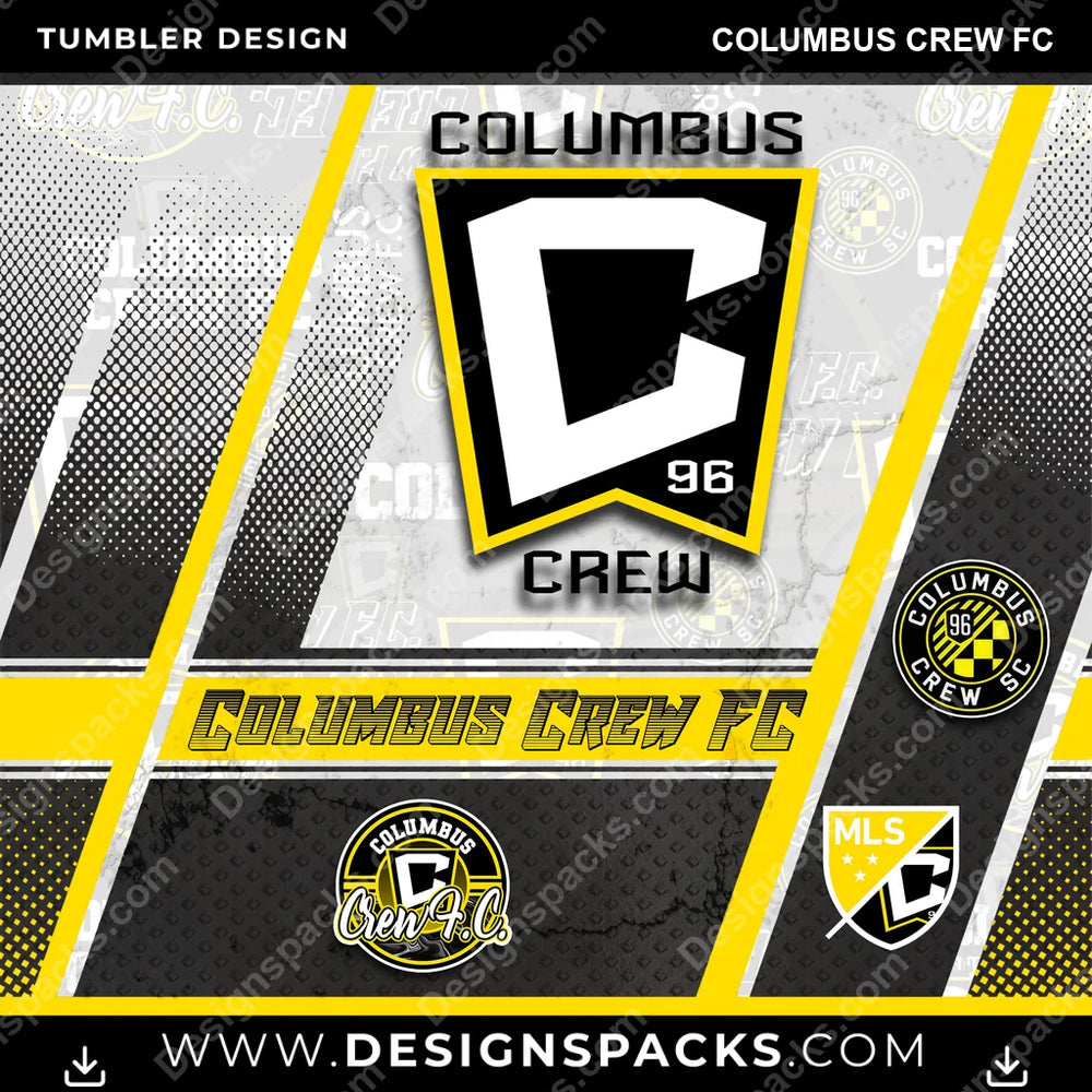 US Soccer Sports Columbus Crew FC Tumbler Digital Wrap Design Download