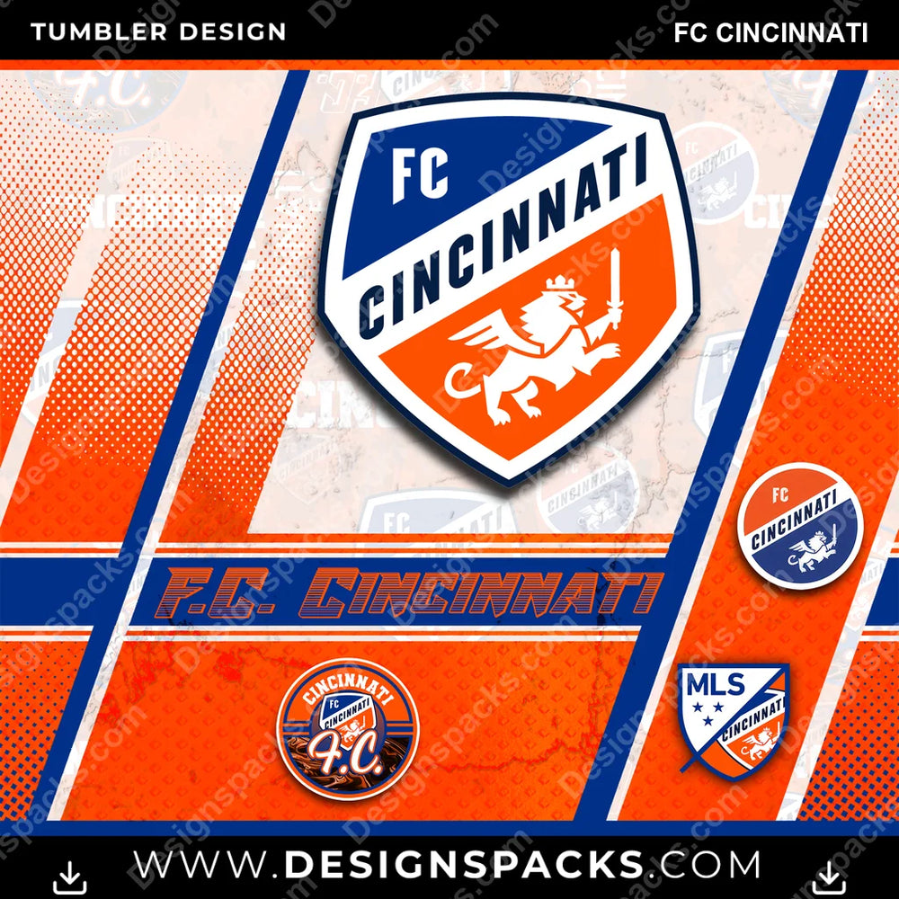 US Soccer Sports FC Cincinnati Tumbler Digital Wrap Design Download