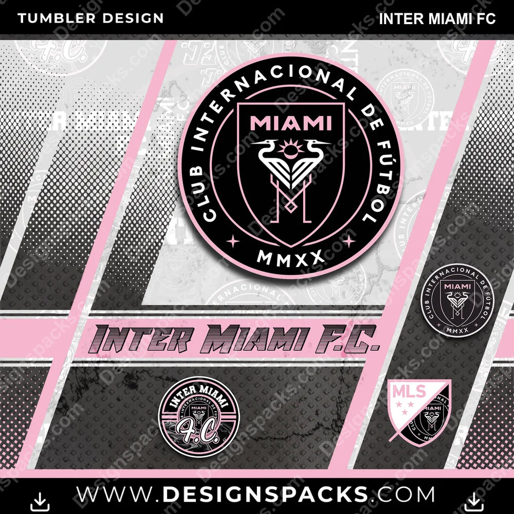 US Soccer Sports Inter Miami FC Tumbler Digital Wrap Design Download