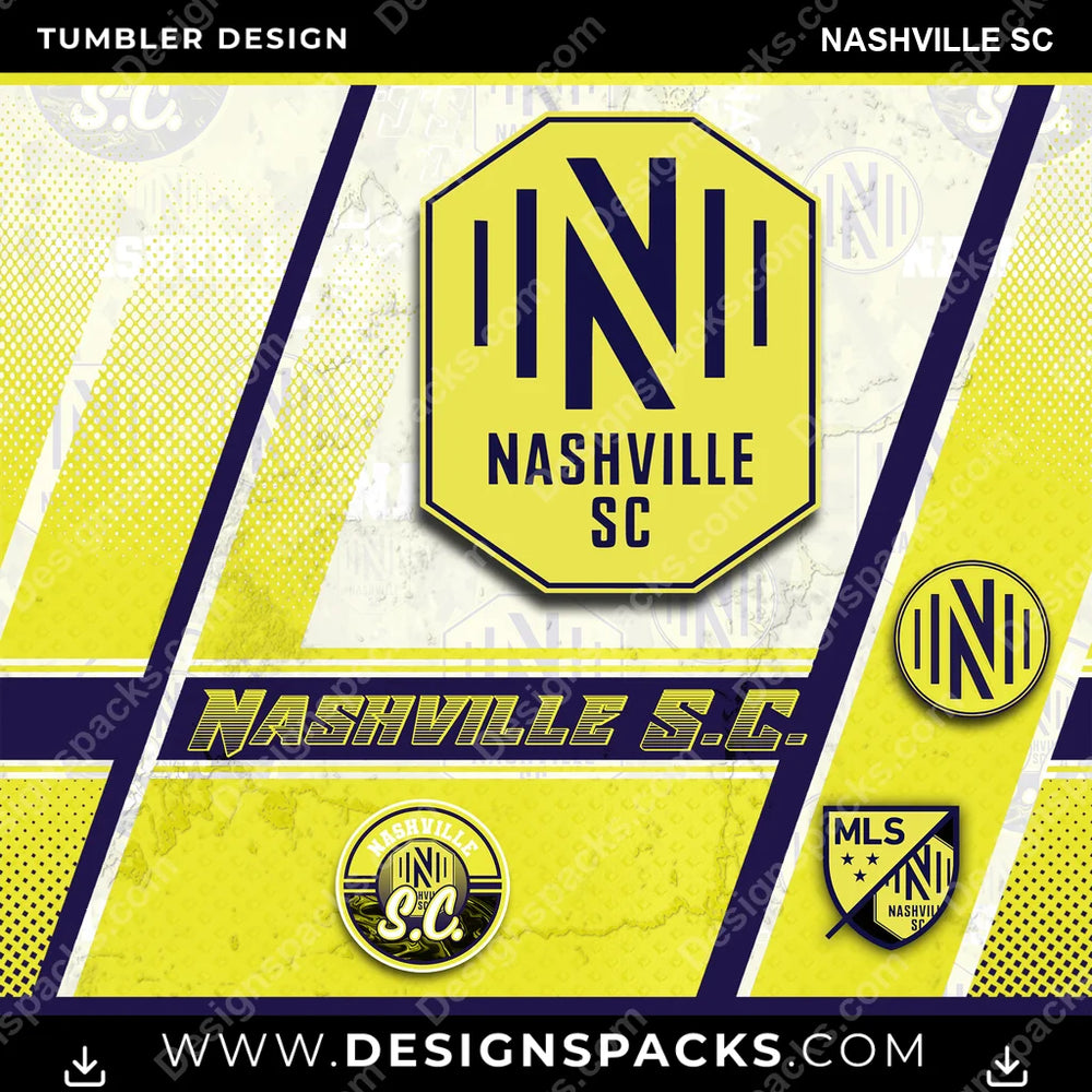 US Soccer Sports Nashville SC Tumbler Digital Wrap Design Download
