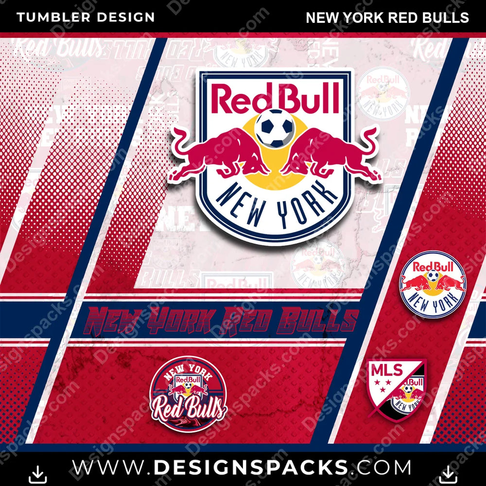 US Soccer Sports New York Red Bulls Tumbler Digital Wrap Design Download