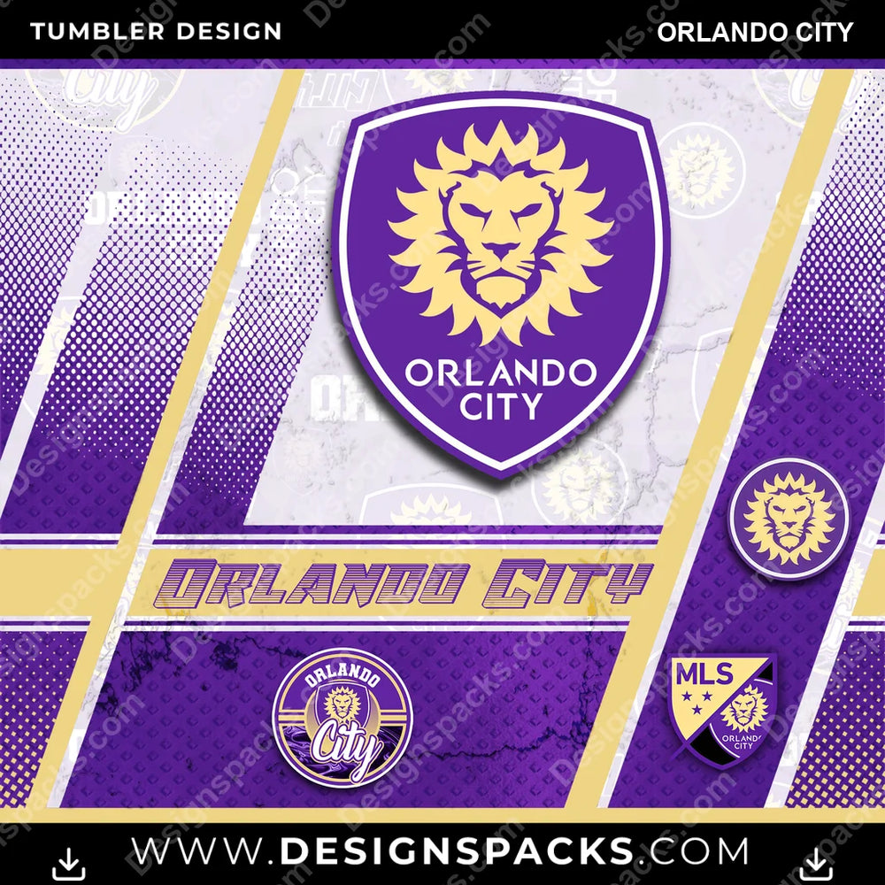 US Soccer Sports Orlando City Tumbler Digital Wrap Design Download