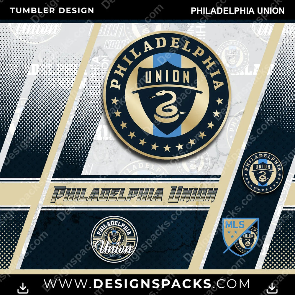 US Soccer Sports Philadelphia Union Tumbler Digital Wrap Design Download