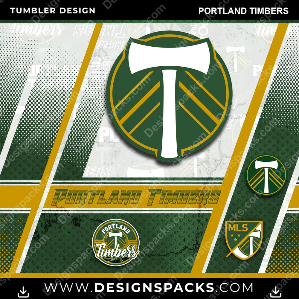 US Soccer Sports Portland Timbers Tumbler Digital Wrap Design Download