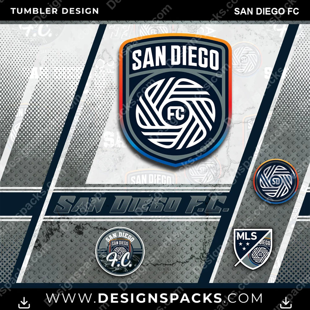 US Soccer Sports San Diego FC Tumbler Digital Wrap Design Download