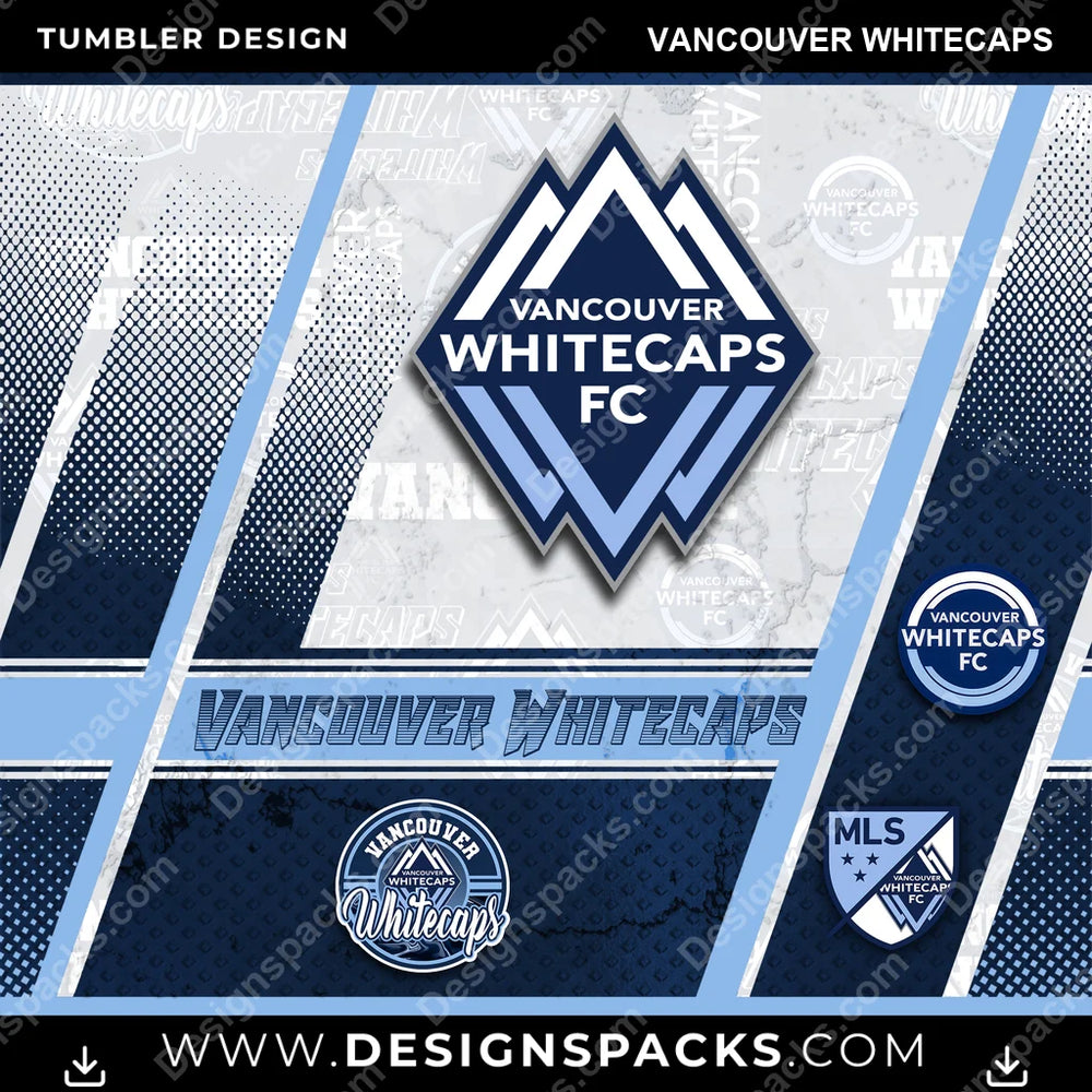 US Soccer Sports Vancouver Whitecaps Tumbler Digital Wrap Design Download