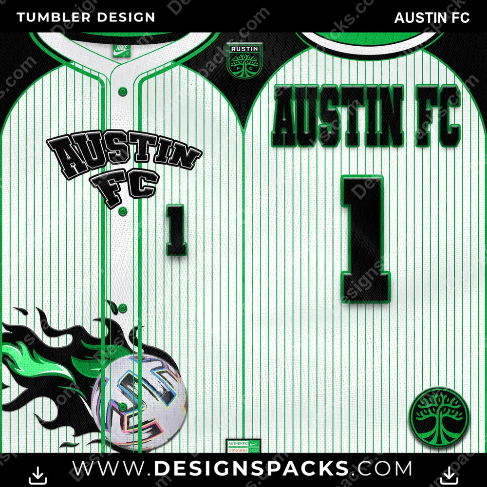 US Soccer Team Button-Up Jersey Austin FC Tumbler Digital Wrap Design Download
