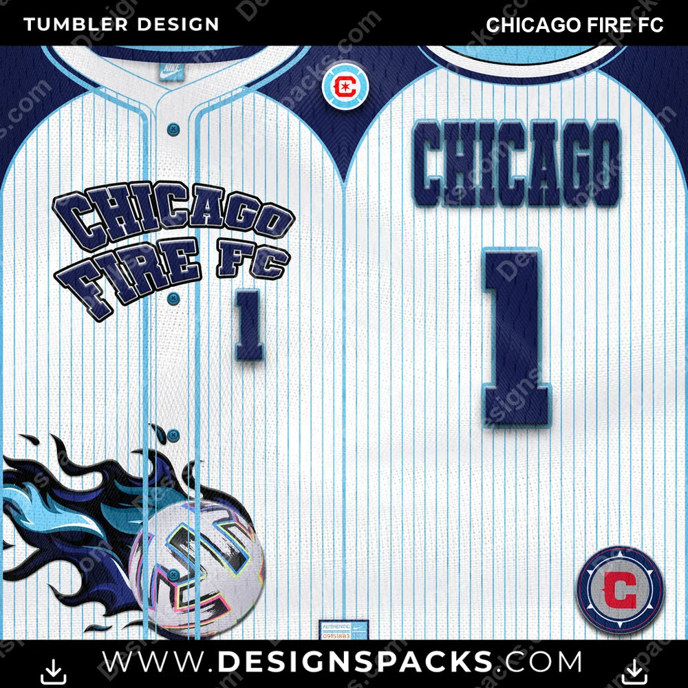 US Soccer Team Button-Up Jersey Chicago Fire FC Tumbler Digital Wrap Design Download