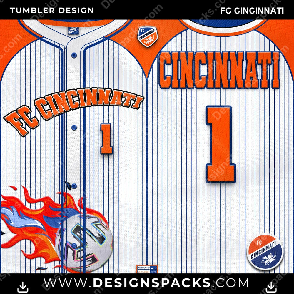 US Soccer Team Button-Up Jersey FC Cincinnati Tumbler Digital Wrap Design Download