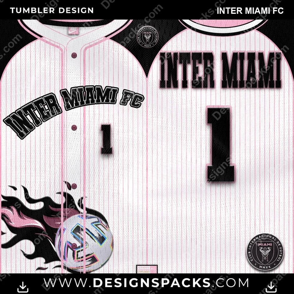 US Soccer Team Button-Up Jersey Inter Miami FC Tumbler Digital Wrap Design Download