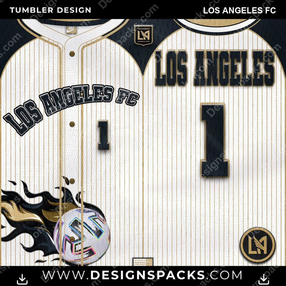 US Soccer Team Button-Up Jersey Los Angeles FC Tumbler Digital Wrap Design Download