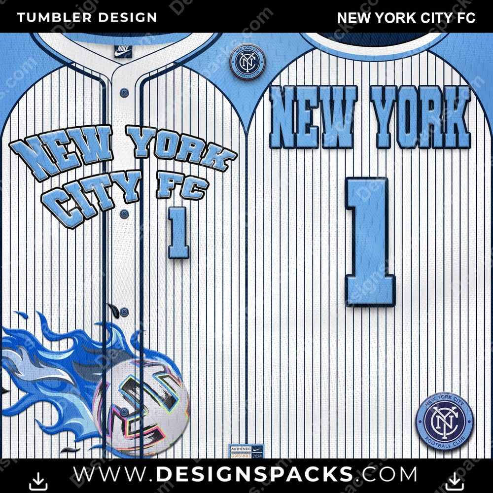 US Soccer Team Button-Up Jersey New York City FC Tumbler Digital Wrap Design Download