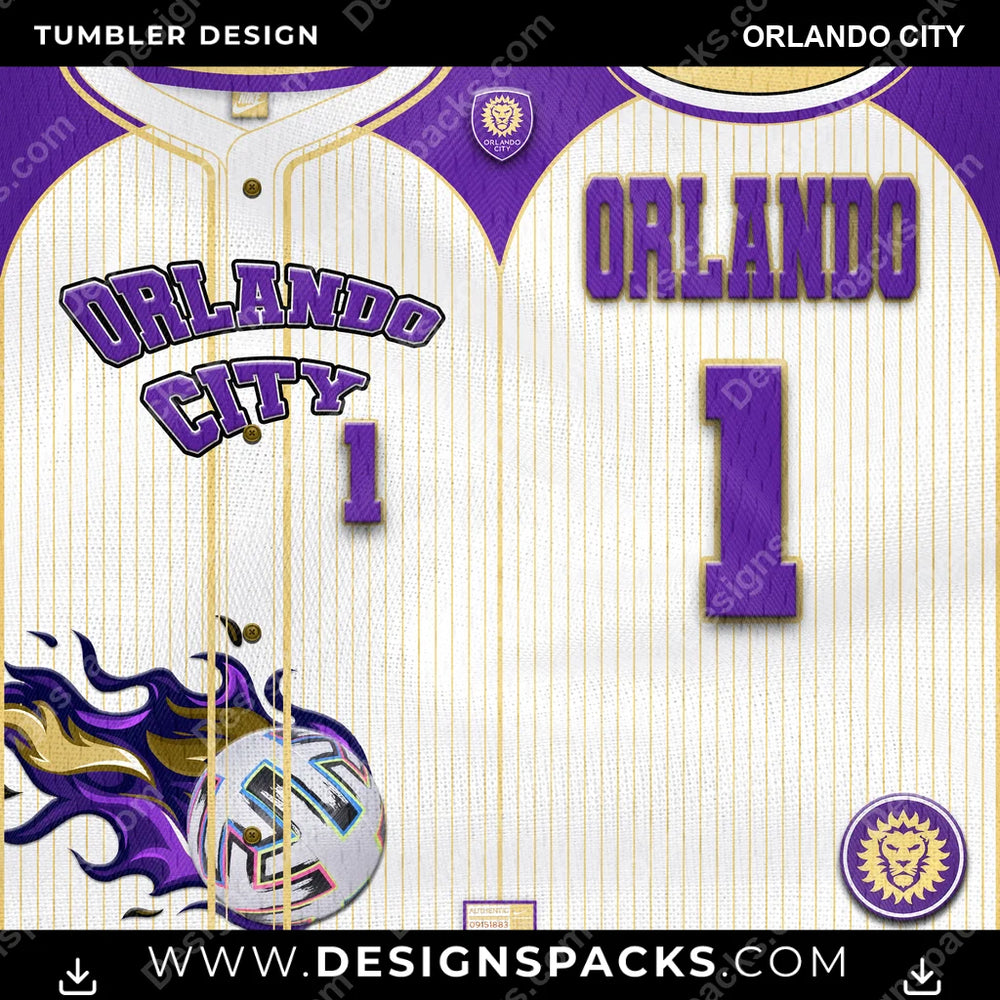 US Soccer Team Button-Up Jersey Orlando City Tumbler Digital Wrap Design Download