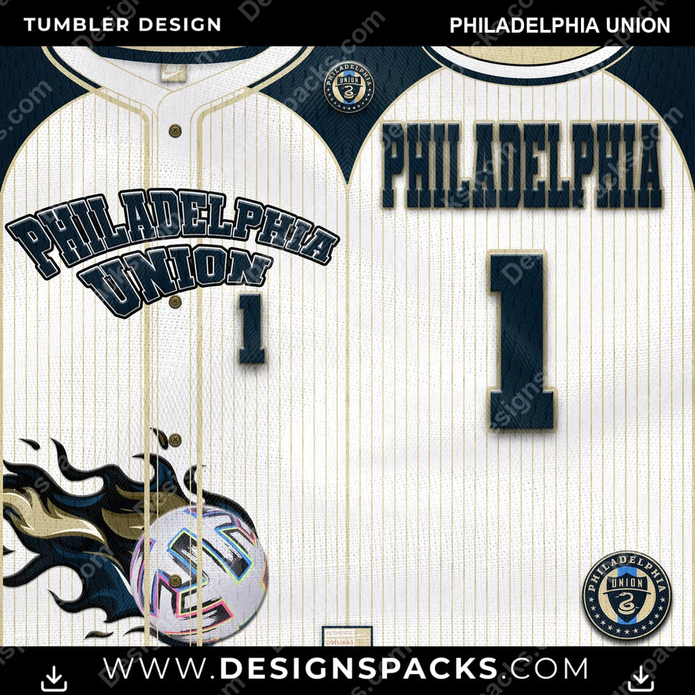 US Soccer Team Button-Up Jersey Philadelphia Union Tumbler Digital Wrap Design Download