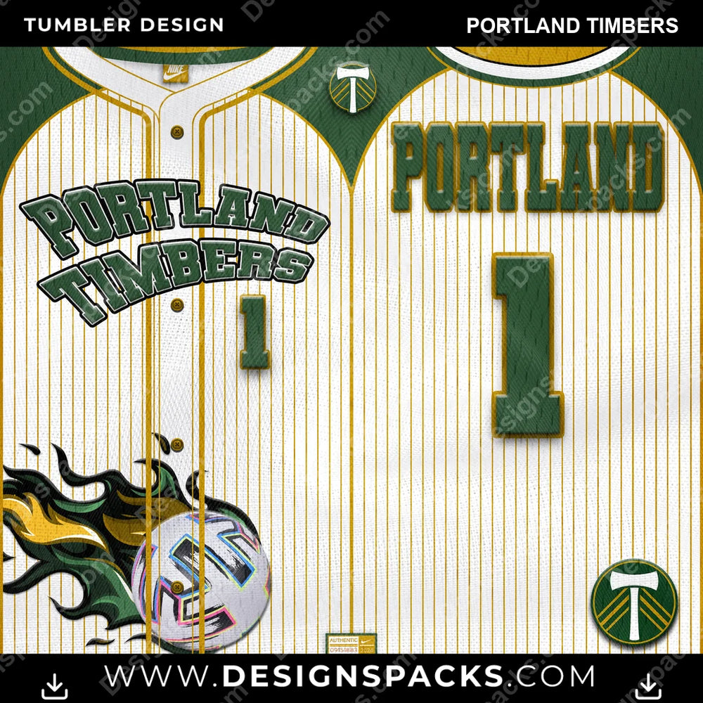 US Soccer Team Button-Up Jersey Portland Timbers Tumbler Digital Wrap Design Download