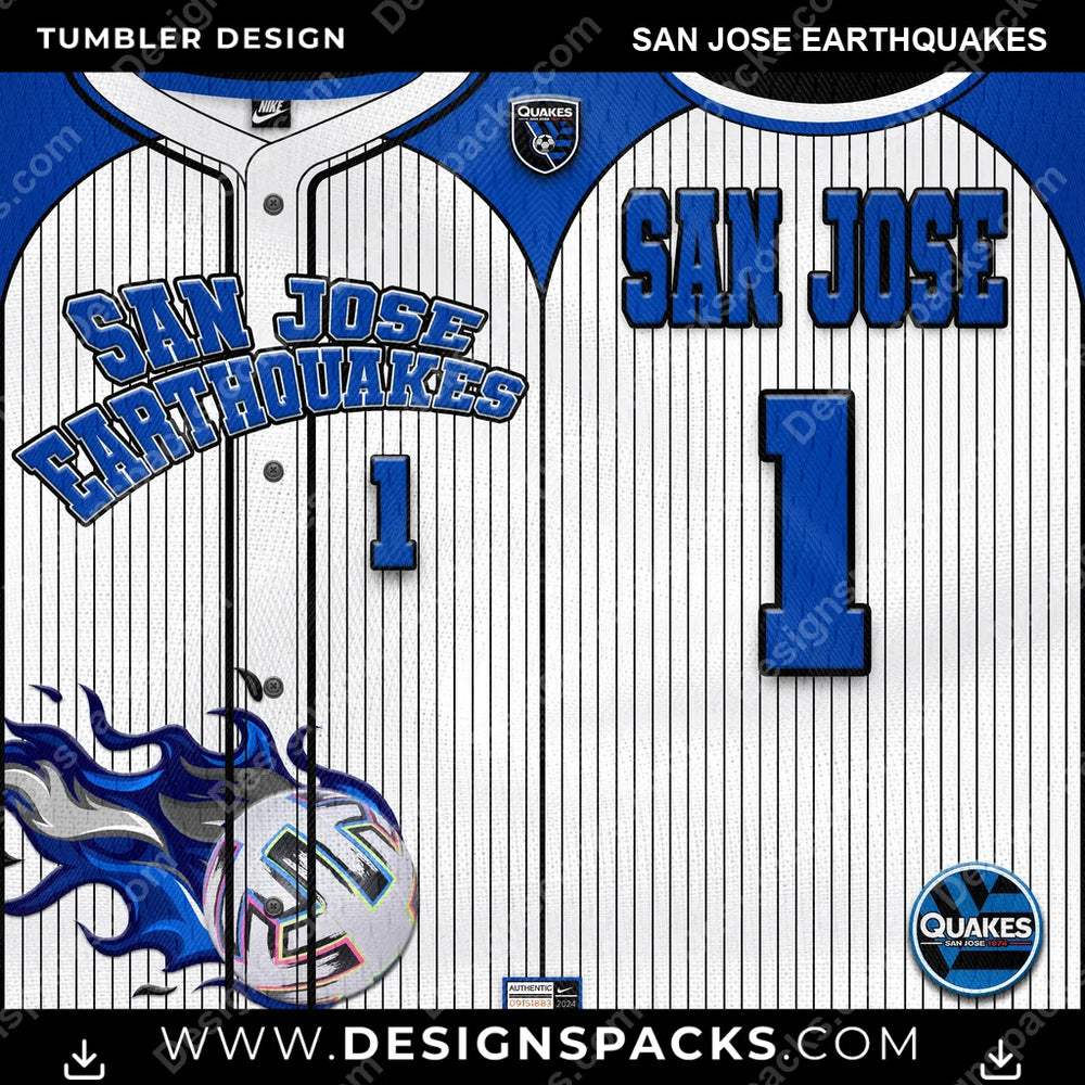 US Soccer Team Button-Up Jersey San Jose Earthquakes Tumbler Digital Wrap Design Download