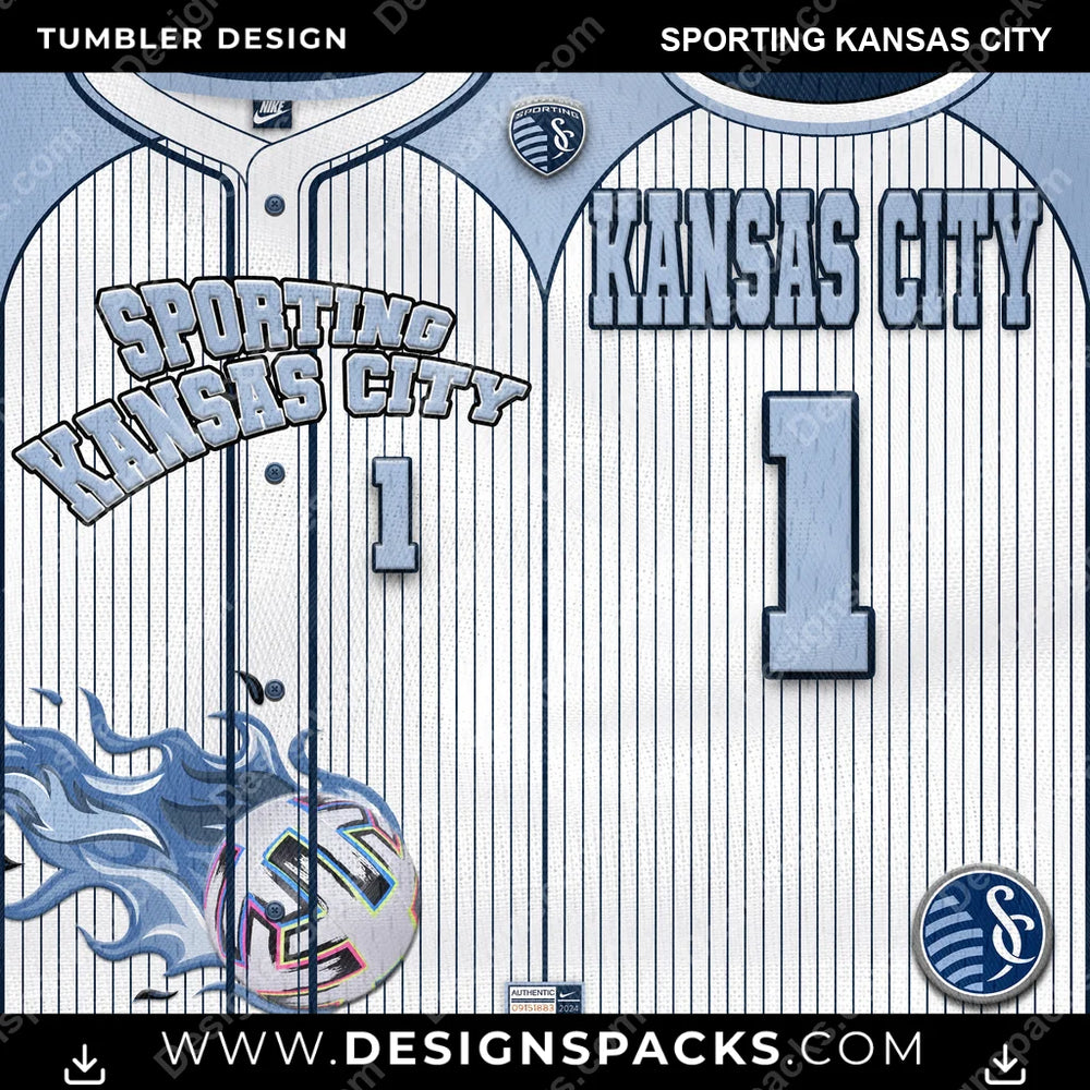 US Soccer Team Button-Up Jersey Sporting Kansas City Tumbler Digital Wrap Design Download