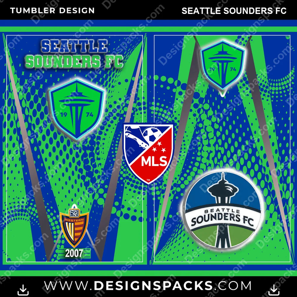 US Soccer Team Logo Seattle Sounders FC Tumbler Digital Wrap Design Download