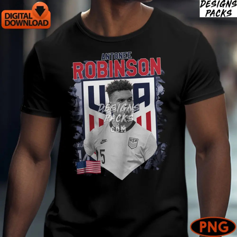 Usa Soccer Player Antonee Robinson Digital Art Instant Download Sports Png Patriotic Theme