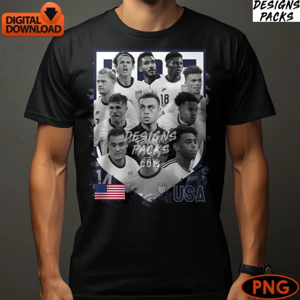 Usa Soccer Team Digital Artwork Patriotic Sports Instant Download Png File