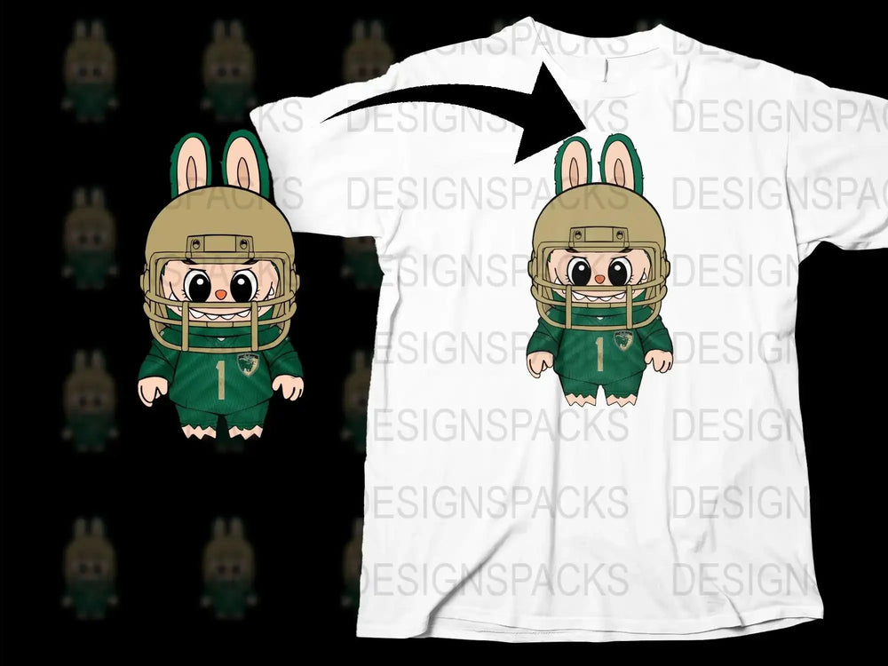 Cute Cartoon Football Player Rabbit T-Shirt, Kids Sports Graphic Tee, Unisex Children's Apparel