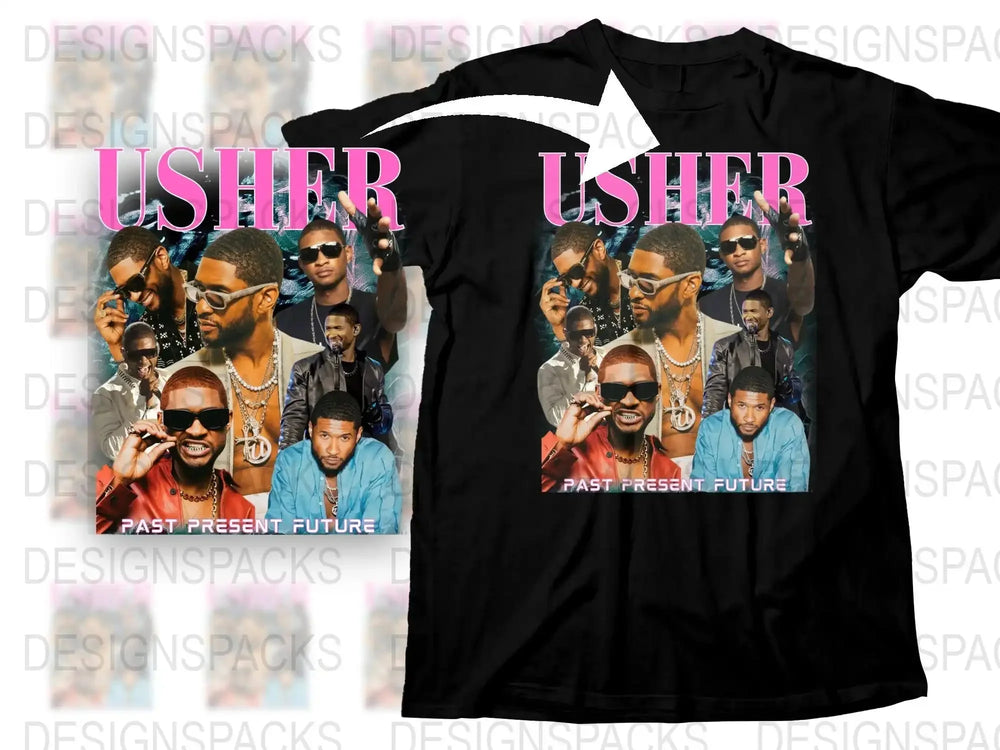 Usher T-Shirt, Vintage Graphic Tee, Fast Present Future Design, Retro Music Singer Fan Merch, Gift for Music Lovers