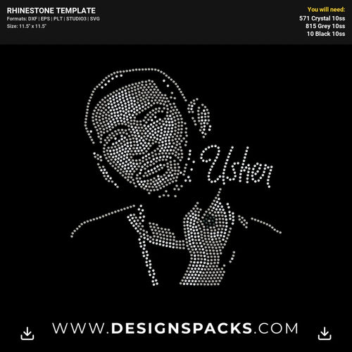 Usher Portrait Rhinestone Digital Template