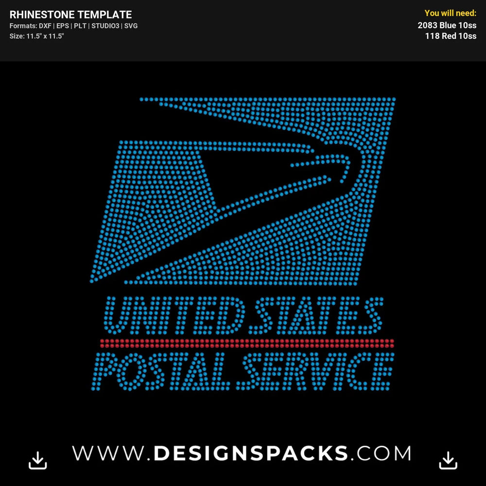 Usps United States Postal Service New Logo Rhinestone Digital Template