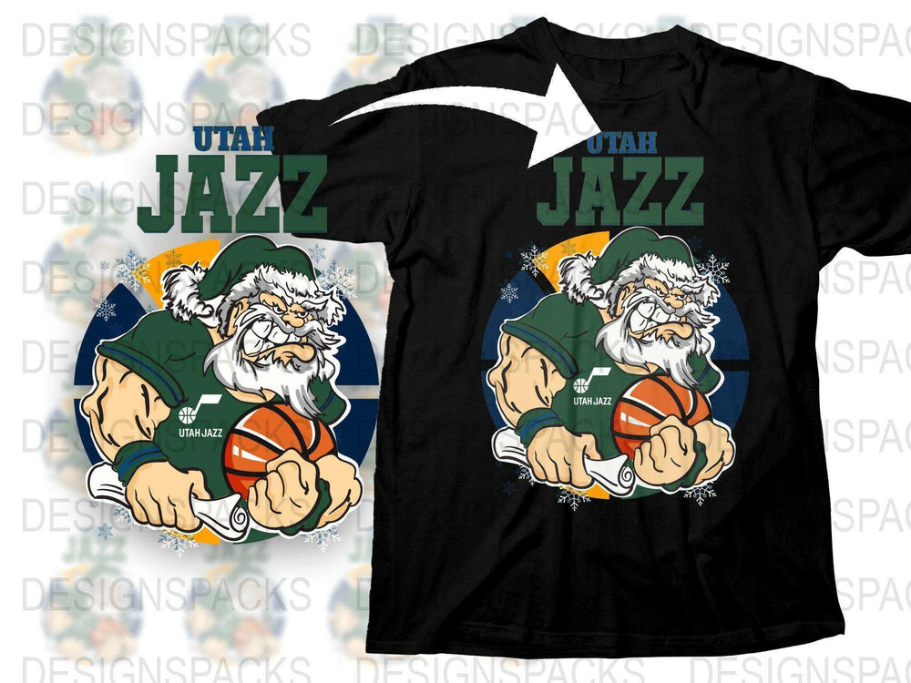Utah Jazz Bear Mascot T-Shirt, Vintage Sports Team Graphic Tee, Men's Black Basketball Shirt