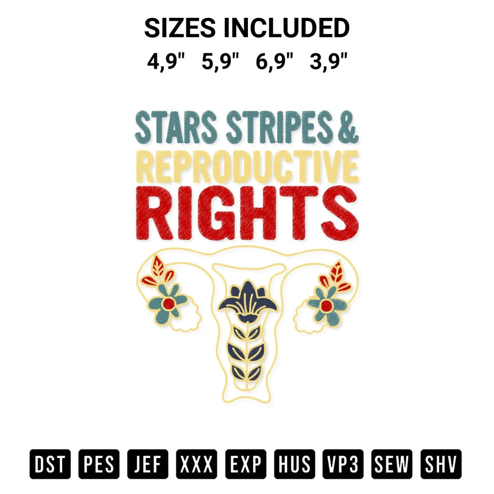 Uterus Stars Stripes And Reproductive Rights 4Th Of July Feminist Logo Embroidery Design