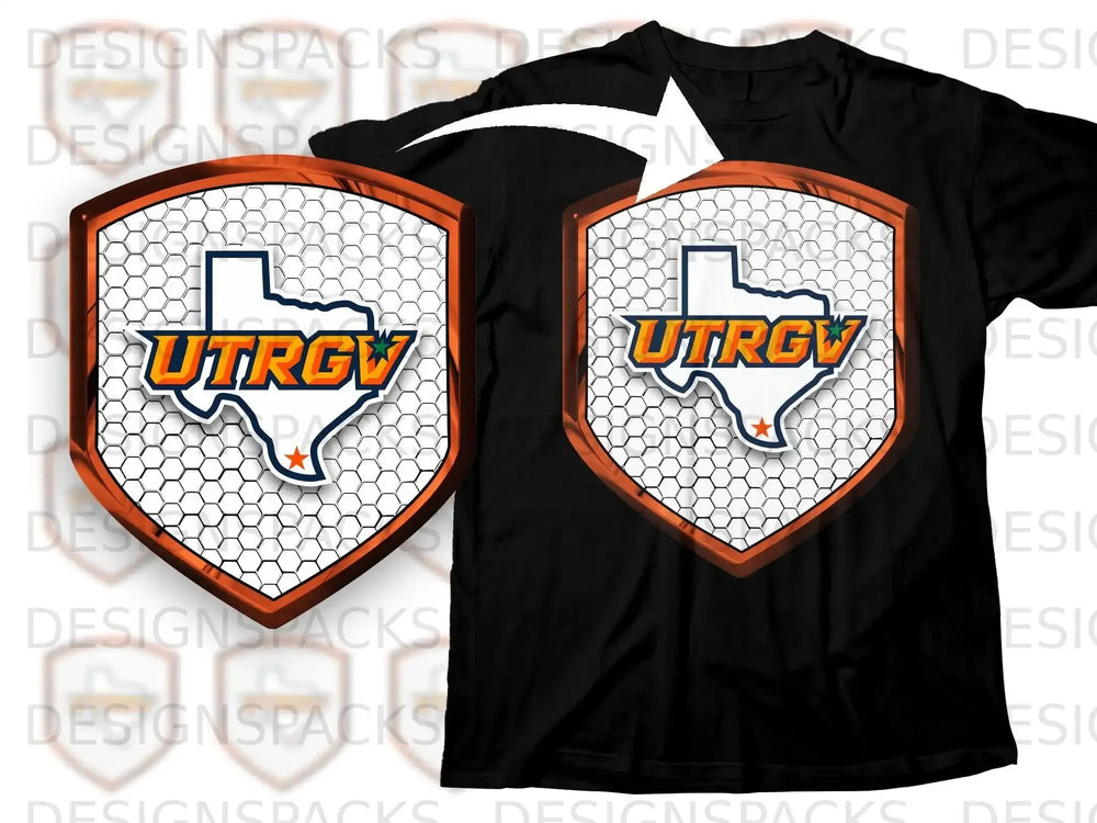 UTRGV Texas Logo Design Hexagonal Shield T-Shirt