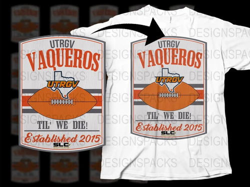 UTRGV Vaqueros Football T-Shirt, Tailgate Apparel, College Sports Fan Gear, Established 2015 Graphic Tee