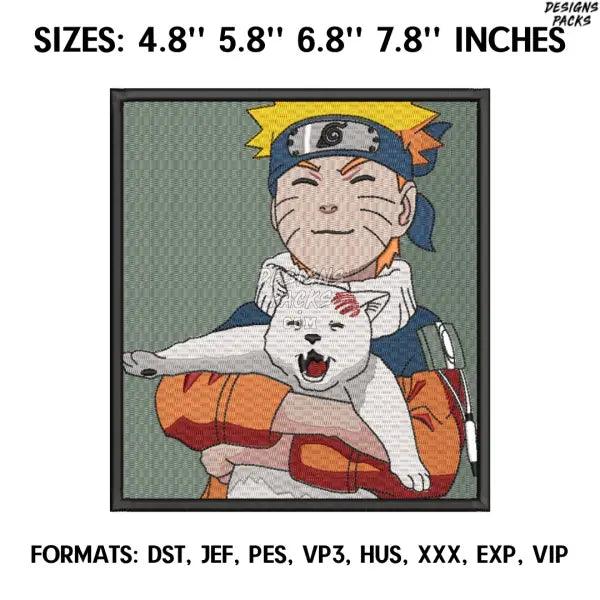 Uzumaki Naruto Embroidery Design File/ Naruto Anime Embroidery Design/ Machine Design Pes Dst. Naruto and Cat embroidery