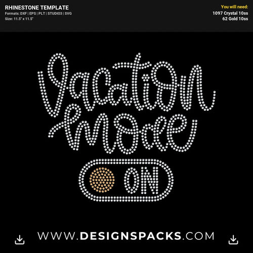 Vacation Mode On Rhinestone Digital Template