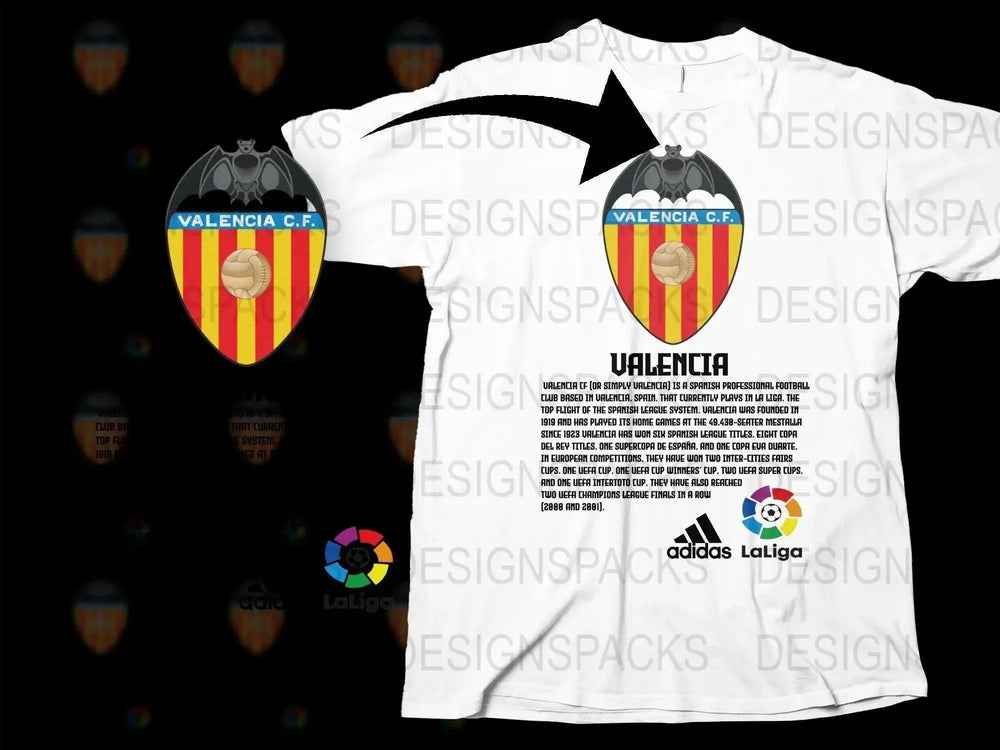 Valencia Soccer Crest with Historical Achievements Png Digital Download