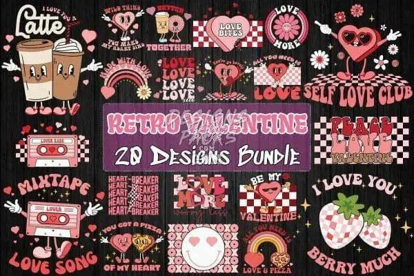 20 Valentine v3 Designs Bundle PNG