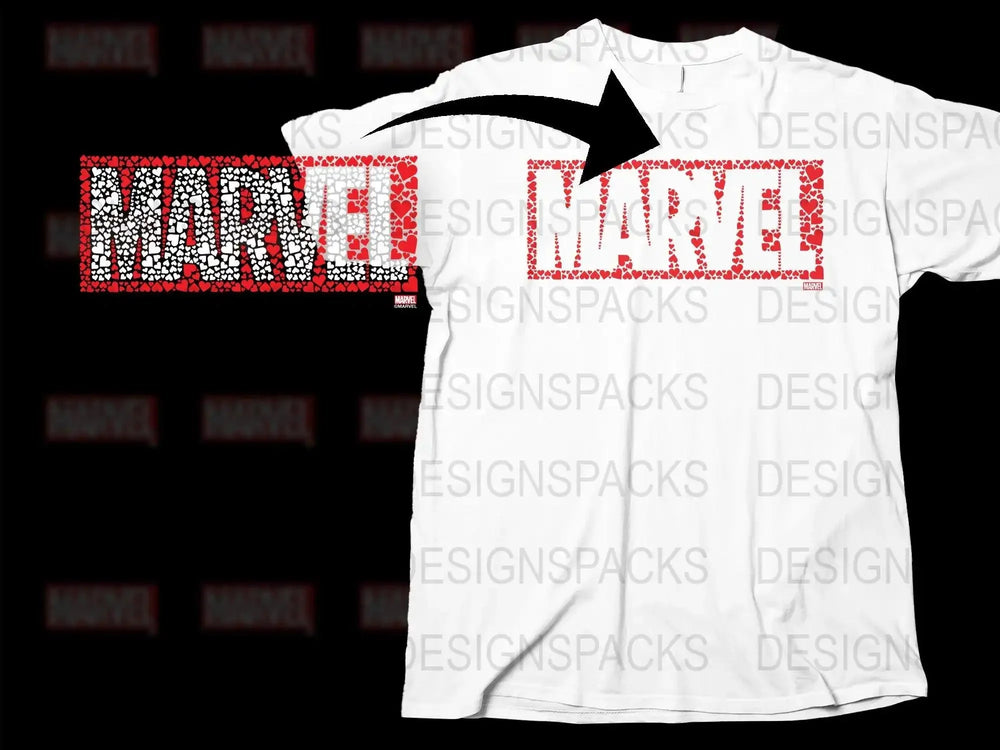 Valentine's Day Marvel Hearts Graphic Png Digital Download