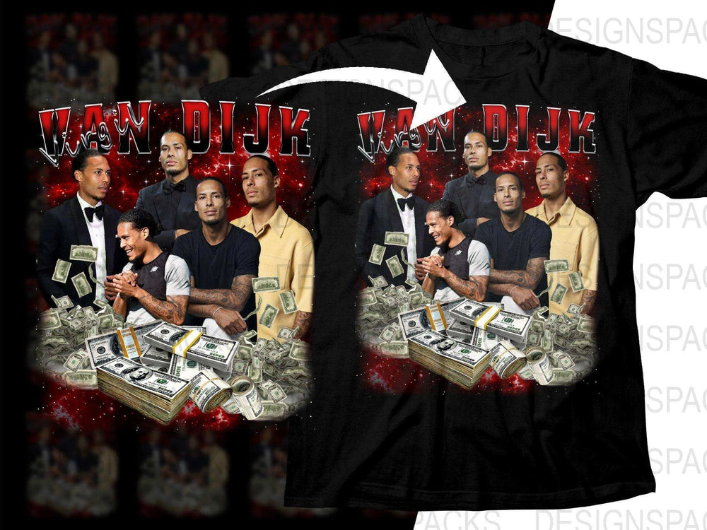 Van Dijk Money and Style Mashup Graphic Soccer Png Digital Download