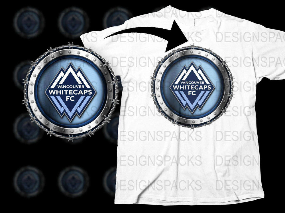 Vancouver Whitecaps FC logo on white t-shirt, print-ready design for DTF/DTG