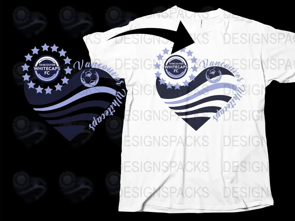 Vancouver Whitecaps Heart and Waves Design Png Digital Download