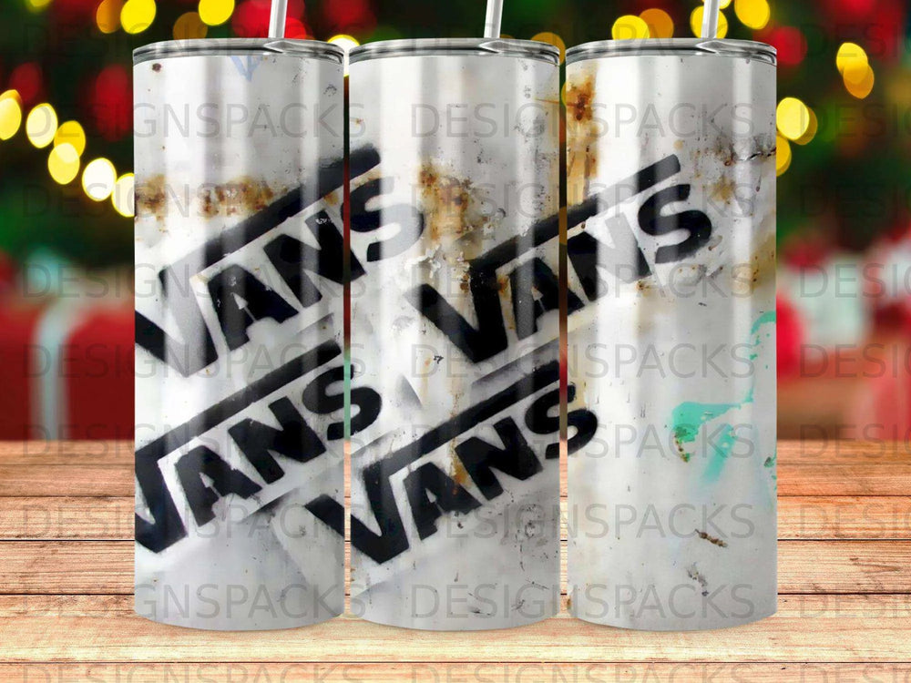 Vans Logo Distressed Grunge Rust Style Tumbler Digital Wrap Design