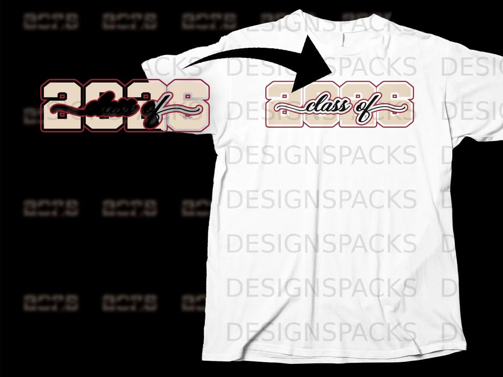 White t-shirt with "2023 class of" graphic and watermark text.