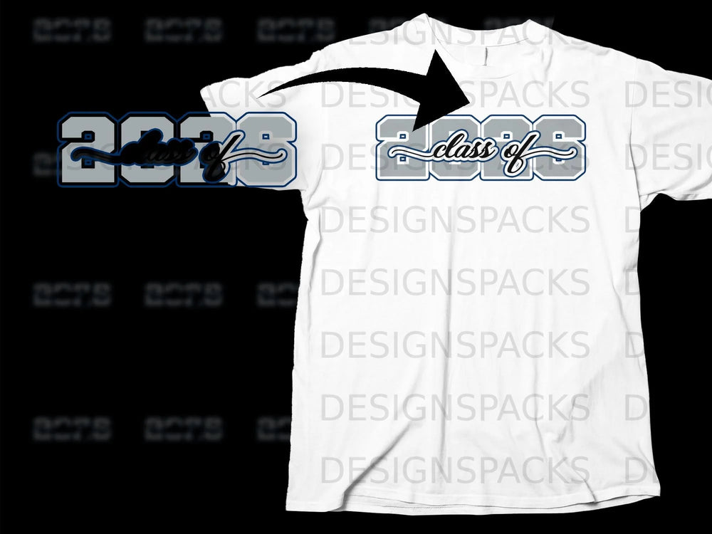 "Class of 2024" graphic on a white t-shirt.